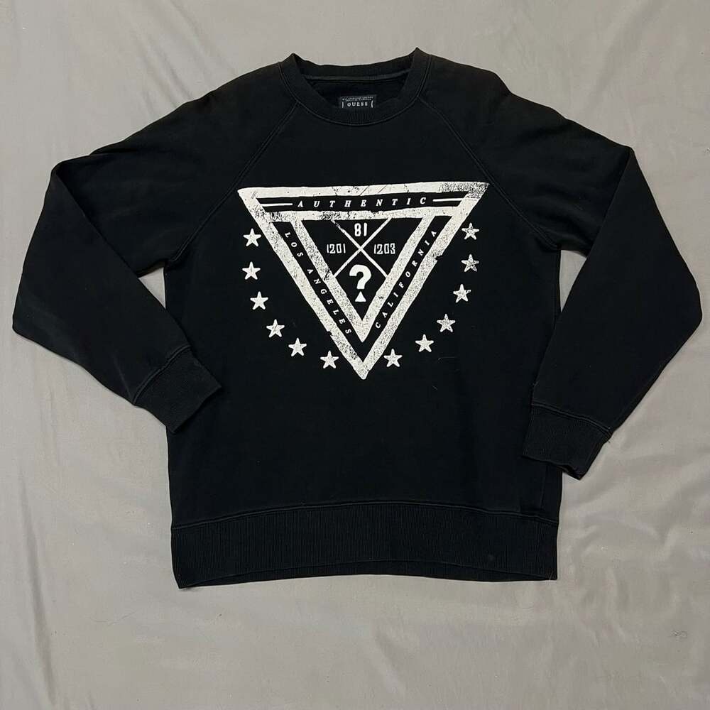 Guess Johnny Trifecta Sweatshirt Size S Black Graphic Pullover